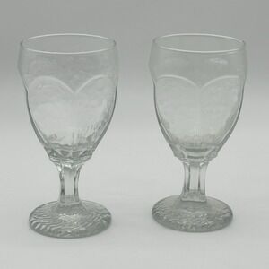 Set of 2‎ Vintage Libbey Chivalry Clear 6.5" Wine/Water Textured Goblets